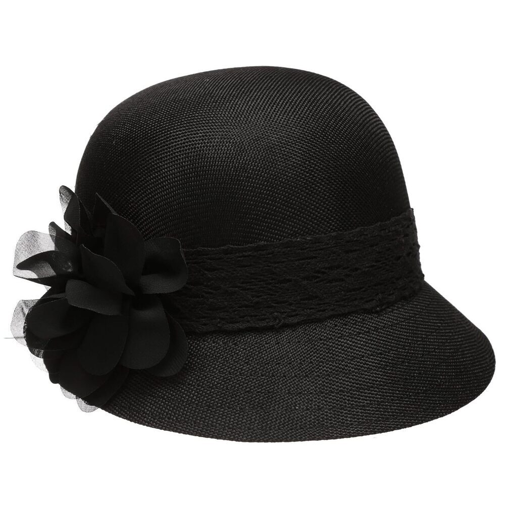 Stylish Linen Cloche Hat with Lace Band & Flower for Women